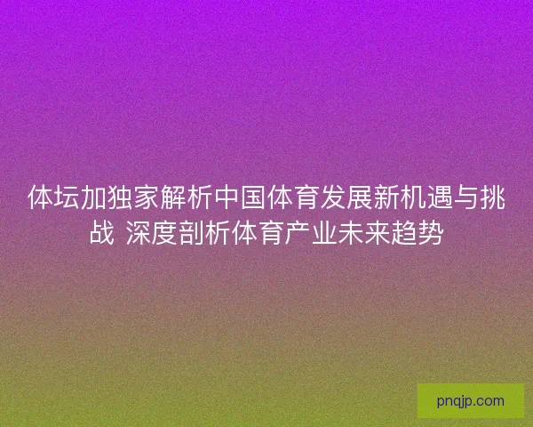 体坛加独家解析中国体育发展新机遇与挑战 深度剖析体育产业未来趋势